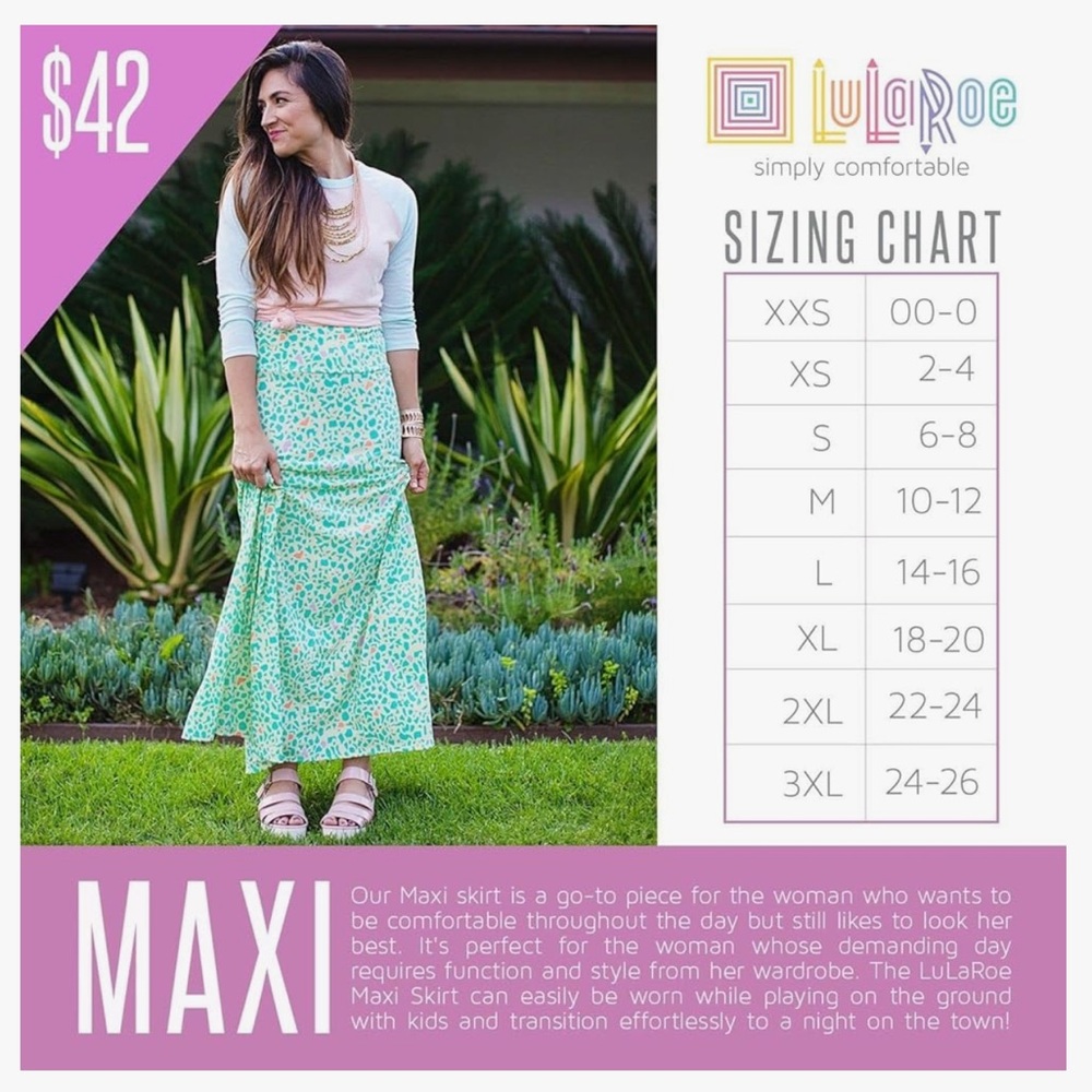 LuLaRoe XL Floral Maxi Skirt A-Line Flowing Foldover Yoga Waist Boho - Picture 3 of 11